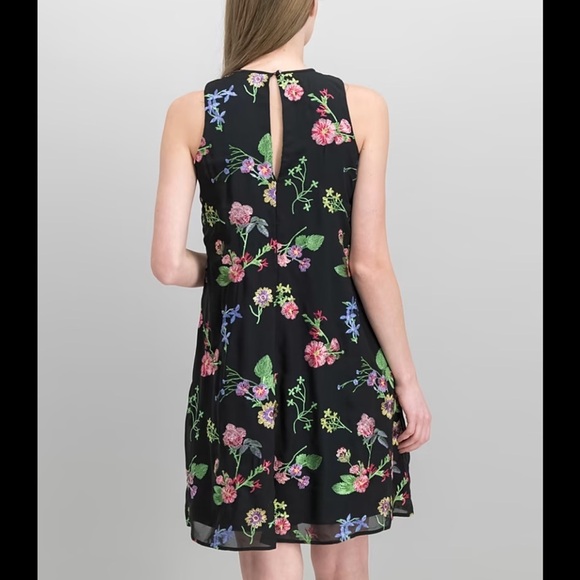 Calvin Klein Floral Embroidered Trapeze Dress Size 6 - Picture 1 of 7